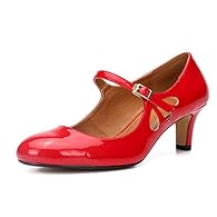 Heel measures approximately 2.36"/6cm High quality synthetic leather, comfortable and breathable Unique laser cut teardrops are perfectly cut out to accentuate an adorable vintage look for all your outfit needs. Featuring an adjustable ankle strap fo...