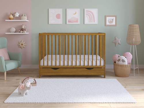 Lit Bébé en Bois Chêne Doré Asher Love For Sleep avec Matelas Matelassé - 4