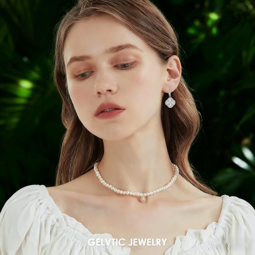 Image of Clover Earrings for Women Trendy 14K Gold Plated Four Leaf Stud Earrings Silver Flower Huggie Hoop Lucky Dangle Drop Earrings Jewelry St. Patrick's Day Christmas Anniversary Birthday Gift for Lover Daughter Mother Girlfriend