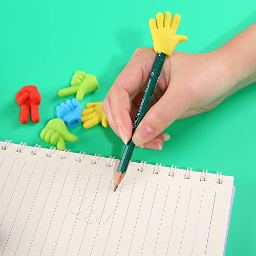36 Pcs Pencil Top Erasers Fun Eraser Toppers For Kids, Bulk Cute Rock Paper Scissors Eraser Caps, 4 Colors #TOP3