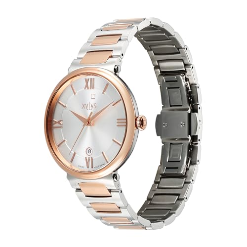 Image of Xylys Quartz Analog with Date Silver Dial Two Toned Stainless Steel Strap Watch for Men - 40067KM01E