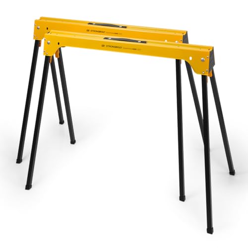 STRONGBOLD Arbeitsbock 2er Set H200 – klappbar, 900 kg Tragkraft, multifunktionaler Sägebock mit Werkbank Funktion