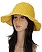 Womens Crochet Straw Sun Hat with Wide Brim – Soft Foldable Floppy Beach Hat for Summer (US, Alpha, One Size, Yellow)