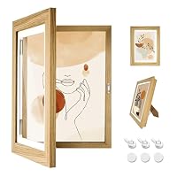 Lrxinki Kinder Kunstrahmen Frontöffnung Befüllbar Bilderrahmen zum öffnen, 25 x 34 cm für Kunstwerke ideal Deko Kinderzeichnungen, Kunstprojekte, Schule, Zuhause oder Büro (Holz)