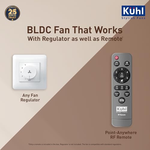 Image of KUHL Fest B1 1200mm BEE 5-Star BLDC Ceiling Fan | 28W Energy Saving (Up to 65%) | High Airflow & Low Noise | Remote as well as Regulator Operated | 5 Year Motor Warranty | ISI Marked (Ivory)
