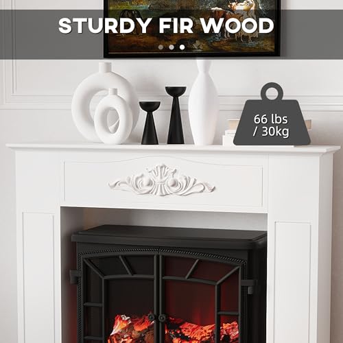Image of HOMCOM Modern Fireplace Mantel, Freestanding Fireplace Surround with Leg for Electric Fireplaces, 44.7 inch W x 40 inch H, White