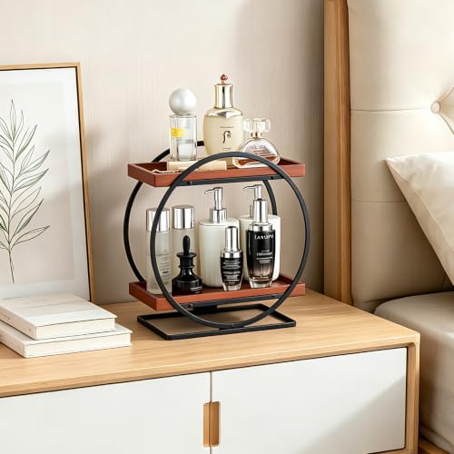 YIWANFW 2-Tier Bathroom Counter Organizer, Wooden Perfume Organizer Dresser - image 5