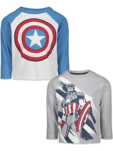 Marvel Vengadores Capitán América Millas Morales Pantera Negra Paquete de 2 Camisetas Gráficas Niño A Niño Grande, Capitan America, 2T