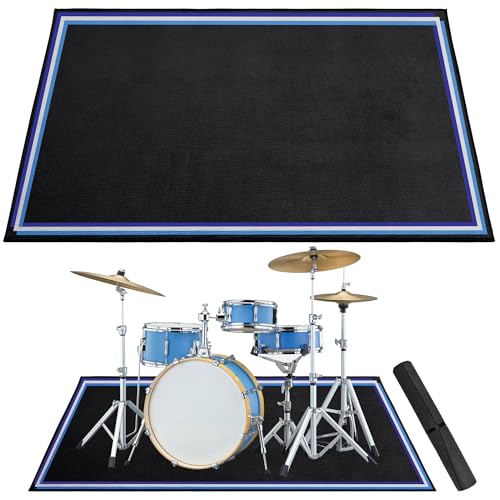 Alyoen Tapis de Batterie 120 x 180 cm avec Fond antidérapant et Isolation Acoustique, Tapis de Batterie pour Batterie électrique, Accessoire Cadeau pour Batteur
