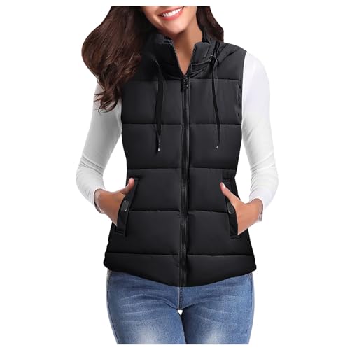 Cyber of Monday 2024 Ladies Long Puffer Gilet White Vests For Women Uk Body Warmer With Hood Ladies Short Jackets Thick Fleece Jacket Women Prime Deals My Recent Orders