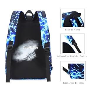 Boy School Backpack Elementary Middle Lightning Bookbag Laptop Teenager Waterproof Lightweight 17 Inches (1-Blue) Boy School Backpack Elementary Middle Lightning Bookbag Laptop Teenager Waterproof Lightweight 17 Inches 1 Blue