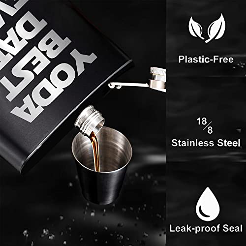 Touner Yoda Best Dad Ever Hip Flask For Shot Drinking Of Alcohol Whiskey And Vodka, Retirement Gifts For Dad, Father's Day Gift For Husband Daddy, Dad Hip Flask, Sci Fi Present #TOP3