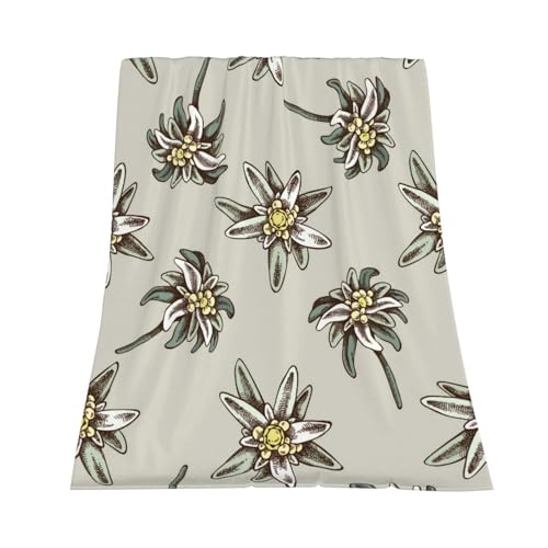KEDDJI Modèle sans Couture avec H et Edelweiss coloré dessiné Couverture Chaude en Flanelle Polaire Douce et Moelleuse comme Couverture de lit/draps de lit 127 x 152 cm – vue 2