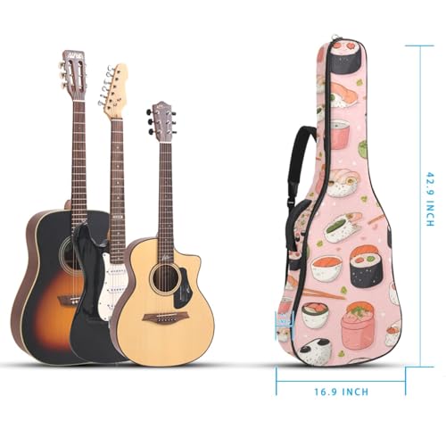 Étui guitare acoustique motif sushi pour trajets et cours