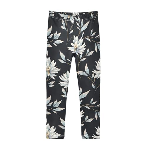 Girls' Leggings Flowers Floral White Kids Yoga Tights Pants 1 Pack 20851475