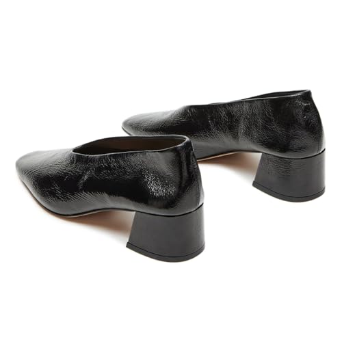 Maiyang Women Classic Closed Square Toe Pumps Block Chunky Low Heels Slip on Daily Office Party Dress Shoes Size 4-16 US4