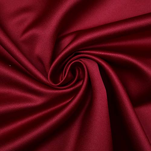 Textile Plaza Tissu satiné de luxe uni lisse et mat Duchesse pour robe de mariée 147,3 cm Vendu au mètre (Cherry Bordeaux) Cover