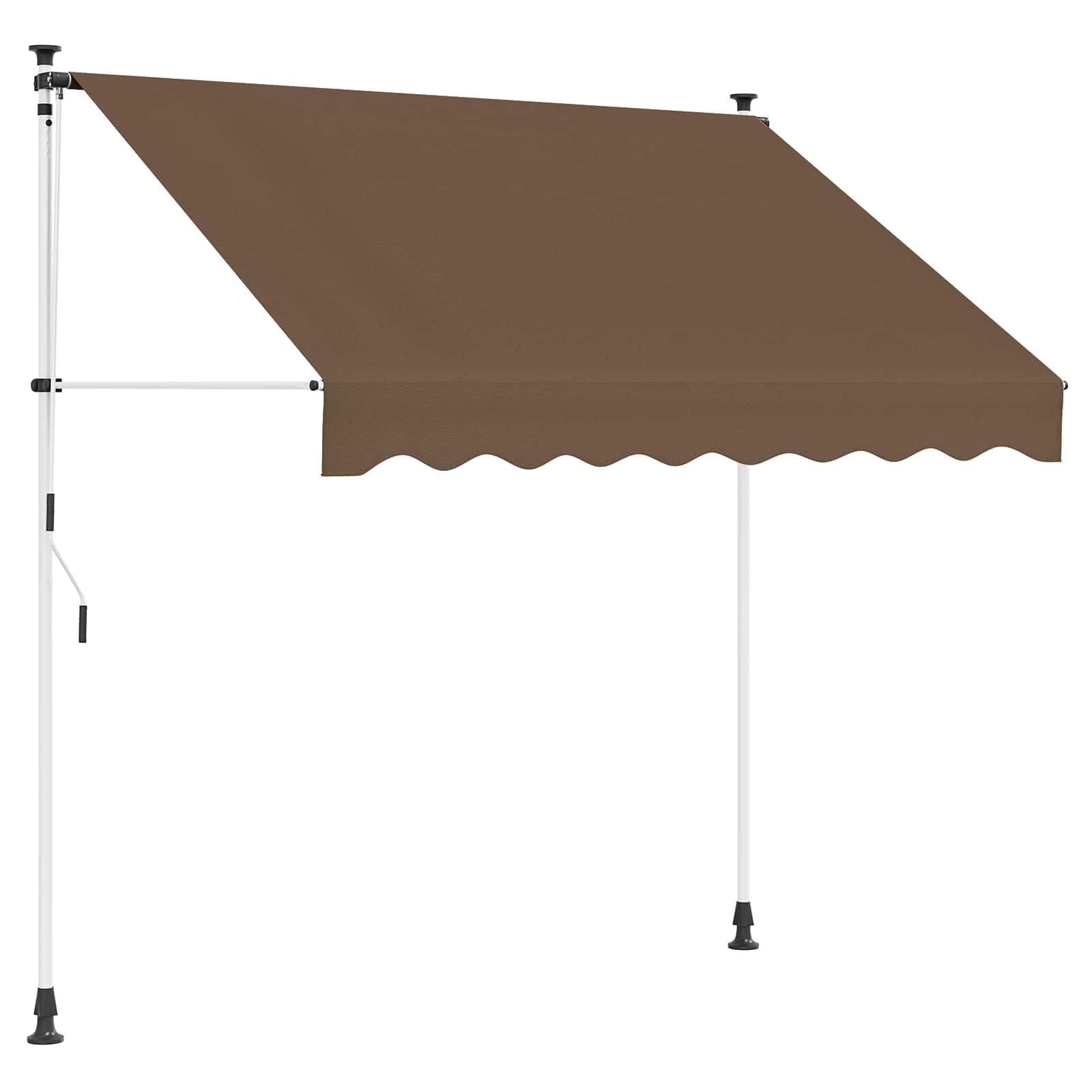 Toldo retráctil manual gris topo 150 cm | Tela recubierta de poliuretano, manivela larga, altura y ángulo ajustables, para patio y jardín