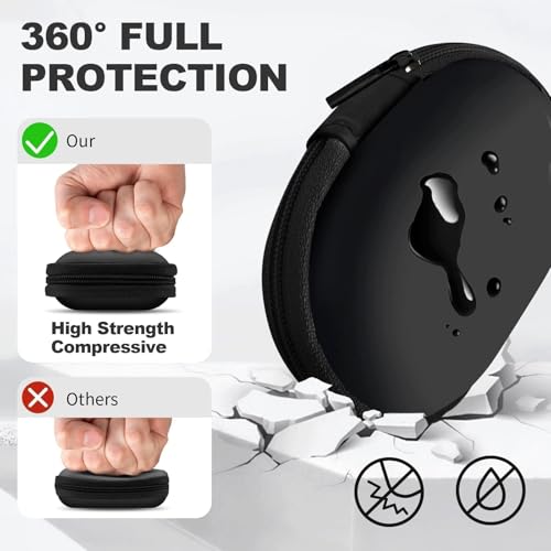 Image of Oval Earbud Case Portable EVA Carrying Case Storage Bag Cell Phone Accessories Organizer with Carabiner for Earphone, Earbud, Earpieces, SD Memory Card, Camera Chips, Black1