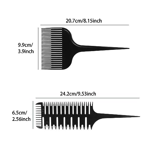Foto von 2 Stücke Haarkämme Verschieden Strähnenkämme Haarfärbekamm Strähnche Strähnenkamm, Haarfärbepinsel Pinsel Zum Haare Färben, 3 in 1 Haarfärbekamm Professional Styling Kamm Schwanzkamm Für Friseursalon