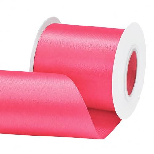 Rilisili Hot Pink Satin Ribbon 3 Inch 15 Yards Double Faced Polyester Satin Ribbons for Gift Wrapping DIY Crafts Weddings Invitations Flower Bouquet Bow Making Home Decor Sewing