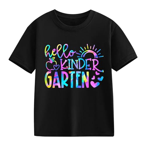 Girls Cute Print Short Sleeve Back to School Shirt First Day of Preschool Tees Tops Crewneck Casual Loose T-Shirt2