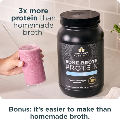 Ancient Nutrition Grass Fed, Bone Broth Protein Powder, 20g Protein, Hydrolyzed Collagen Peptides, Keto & Paleo Friendly, Supports Joint, Gut Health, Vanilla, 40 Servings - Image 6