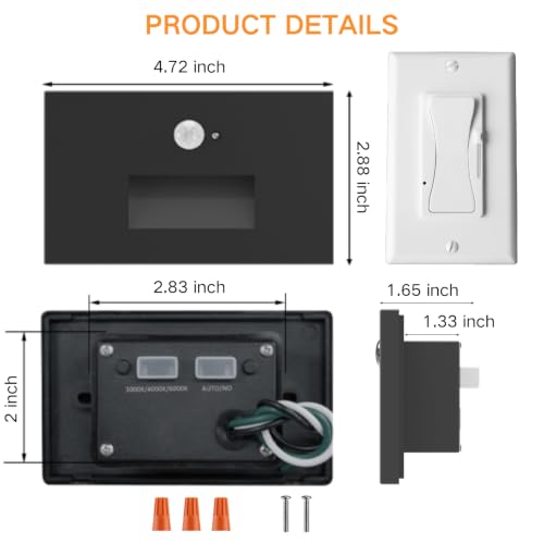 Image of 8 Pack 120V 3CCT Motion Sensor LED Step Lights Indoor Outdoor, Black