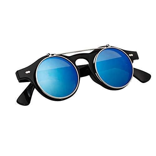 Sunglasses Men’s Ladies Flip Up Lens U400 Protection Vintage Classic Steampunk Look (A1 Light Blue) steampunk buy now online Sunglasses Men’s Ladies Flip Up Lens U400 Protection Vintage Classic Steampunk Look (A1 Light Blue) steampunk buy now online