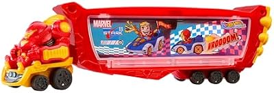 Hot Wheels Racerverse Camión Hulkbuster para Transportar Coches de Juguete con Tony Stark, Inspirado en Las películas Marvel, Juguete +3 años (Mattel HRY02)