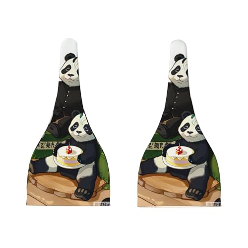 Newborn Baby Hat, Pandas of Father and Son Print Soft Top Knot Beanie Cap, Cute Baby Headwear for 0-6 Months Black3