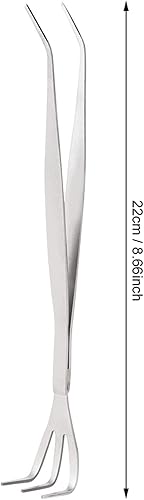 Miniatura 2 de Rastrillo para bonsái, rastrillo de raíz de acero inoxidable 2 en 1 de 9.8 pulgadas, rastrillo de raíz de 3 puntas, herramientas de bonsái de suelo,