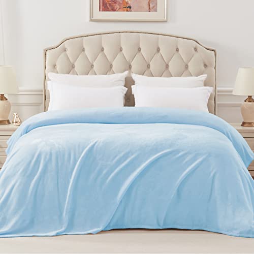 Exclusivo Mezcla Twin Size Flannel Fleece Velvet Plush Bed Blanket As Bedspread, Coverlet, Bed Cover (90X66 Inches, Ice Blue) Soft, Lightweight, Warm And Cozy #TOP2