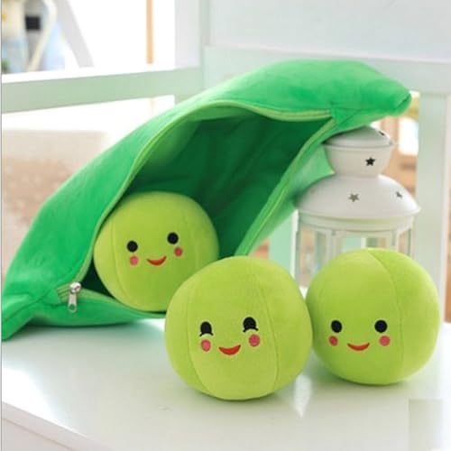 LAARNT 25cm SüßE GrüNe Erbsen-PlüSchpuppe,Liebenswerte PlüSchtier,Kreative Gewachsene Erbsen Sweet Cuddle Cotton Stuffed Toy,Einzigartiges Gewachsenes Erbsenkissen