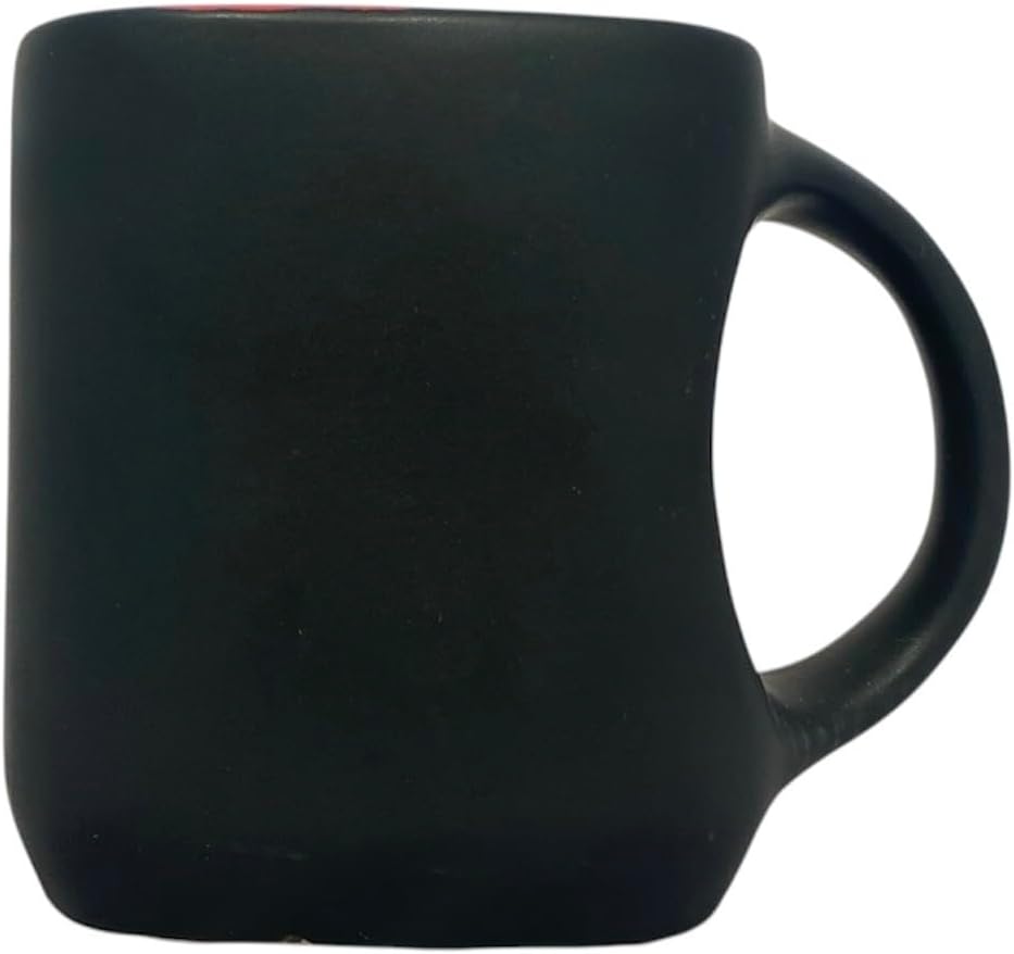 Cappuccino Cups Set of 2-6.5oz Handcrafted Porcelain Coffee Cups, Matte Black Red Interior, Dishwasher Safe