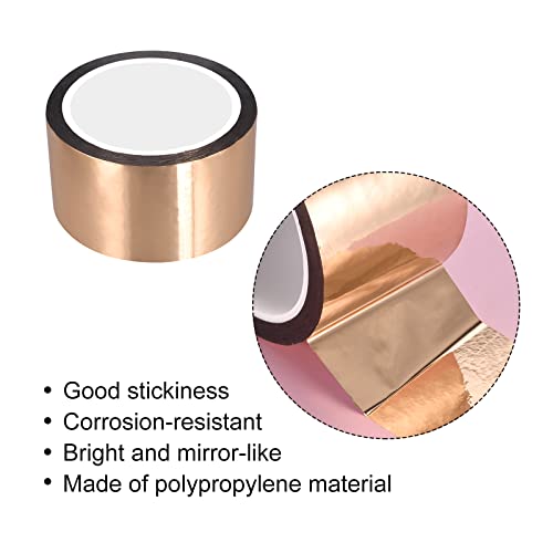 Image of MECCANIXITY Metalized Polyester Film Tape,2.15inch x 54.6yds. Adhesive Mirror Finish Decor Tape for Detailing Accent Wall,Wardrobe Crafts Tape 50m x 55mm,Rose Gold Tone