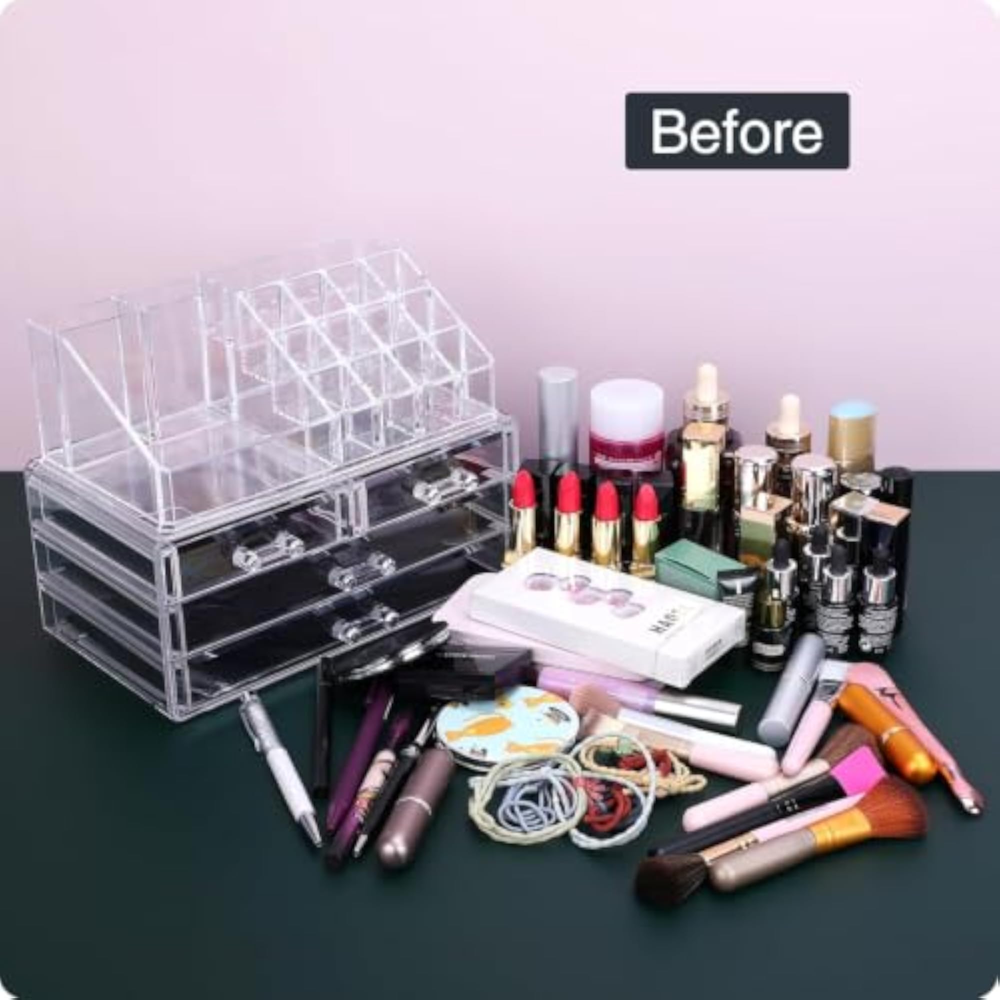 Acrylic Makeup Organizer Countertop with 4 Drawers