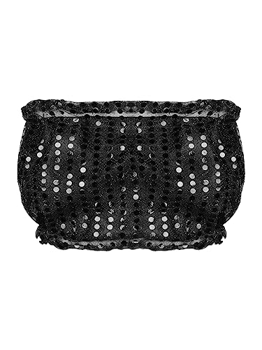 easyforever Kids Girls Sequins Sleeveless Ballet Dance Crop Top Cheer Jazz Latin Performance Vest Shirt Training Bra Black 11-12 Years