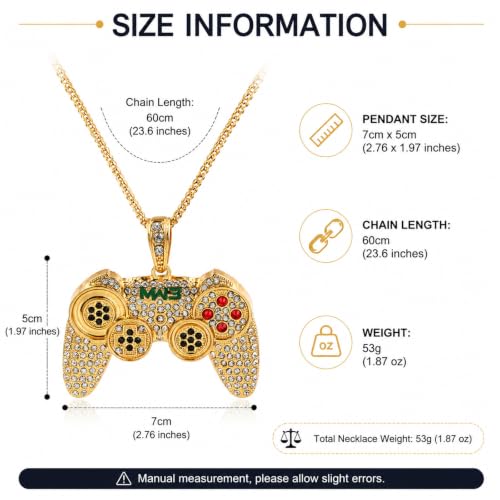 Kprusoian To My Son/Grandson Necklace,Punk Hip Hop Game Controller Necklaces Colorful Crystal Game Console Necklace for Son Grandson Men BFF Friendship (A-Gold) by Kprusoian - Used condition - Image 3