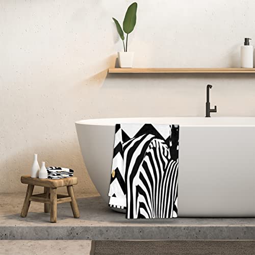 Yocosy DSA-0004-00C-0387-1-2337-003D 3-Piece Towel Set, Zebra Print Animal Black White Chevron Bath Towel Sets Absorbent Soft Towels thumb #5