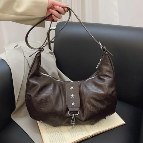 Wide Strap Crossbody Bag for Women Spacious PU Leather Tote Bag Y2K Adjustable Strap Shoulder Bag for Fall Winter2