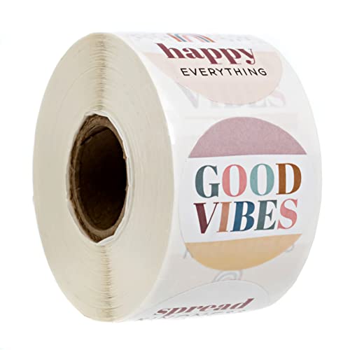 Rainbow Kindness Encouraging Stickers / 6 Alternating Motivational Designs / 500 Good Vibes Indie Boho Labels / 1.5" Colorful Round Envelope Seals #TOP6