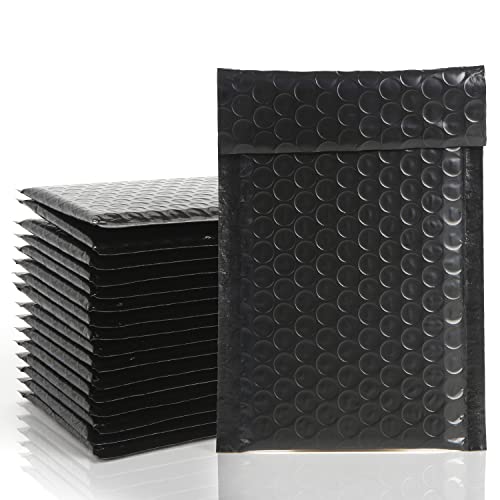 VEYLIN 12Pcs Poly Bubble Mailers 11x19cm Padded Envelopes Bubble Lined Wrap Polymailer Bags for Shipping(Black)