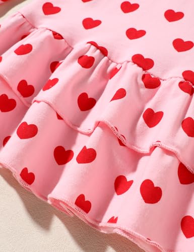 Image of Gaupafmb Toddler Valentines Day Outfit Girl Clothes Heart Top and Leggings Pants with Heart Headband Clothing Set 18M-6Y