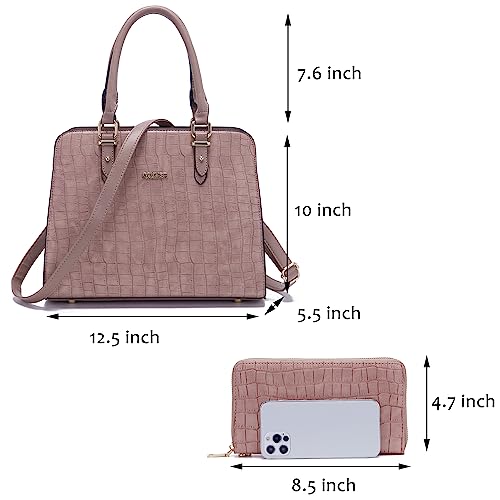 Image of Qiyuer Satchel Purses For Women Handbag And Wallet Set Tote Bag | Premium Vegan Leather,Matching Wallet,RFID Blocking,Work,Casual