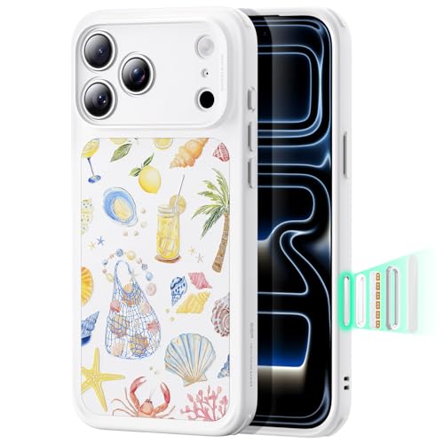 Image of ESR for iPhone 17 Pro Case, Camera Control Cover, Compatible with MagSafe, Shockproof Military-Grade Protection, Magnetic Case for iPhone 17 Pro, Classic Hybrid, Coastal Summer, Cream White