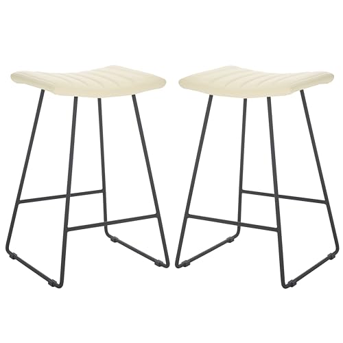 Safavieh Home Collection Akito Mid-Century Modern White 26-inch Counter Stool