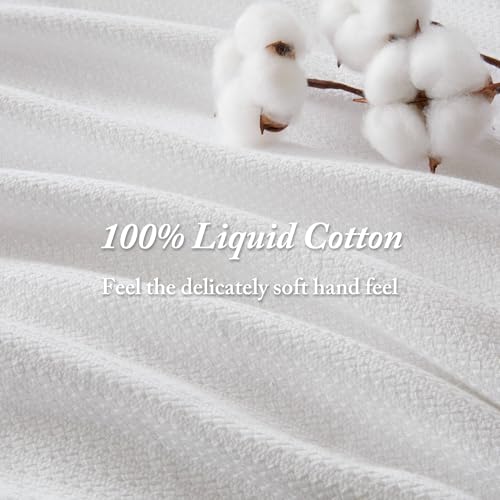 Image of Madison Park Liquid Cotton Luxury Blanket Premium Soft Cozy 100% Ring Spun Cotton For Bed , Couch or Sofa, Twin, White | Breathable Fabric for Bed or Couch, Diamond Pattern, Lightweight, OEKO-TEX Certified