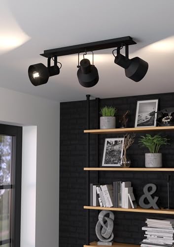 Lámpara de dormitorio Casibare de metal negro y tres focos regulables 4