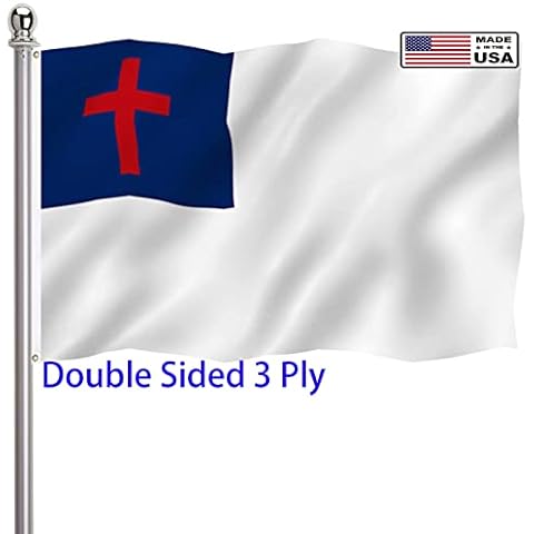 ducuh Christian Jesus Cross Flag 3x5 Outdoor Double Sided 3 Ply-Vivid Color Clear Pattern Reinforcement Sewing Durable Polyester with 2 Brass Grommets Cover
